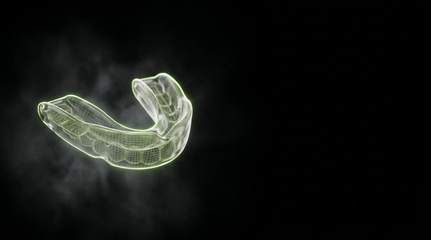 Close-up of a GumGear mouthguard showing custom fit